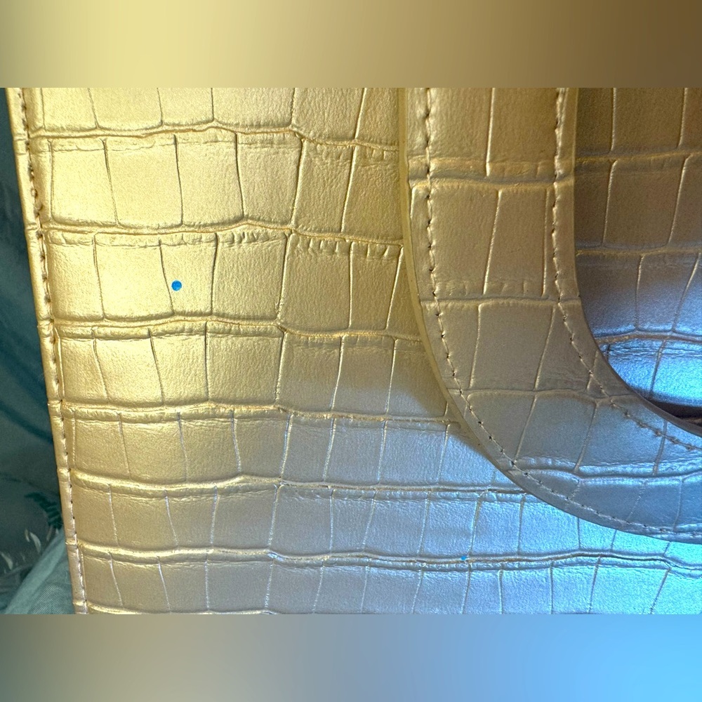 IMAN Chic Platinum Collection Metallic PINK Faux Croc City Tote -EUC SEE PICS - Picture 7 of 9